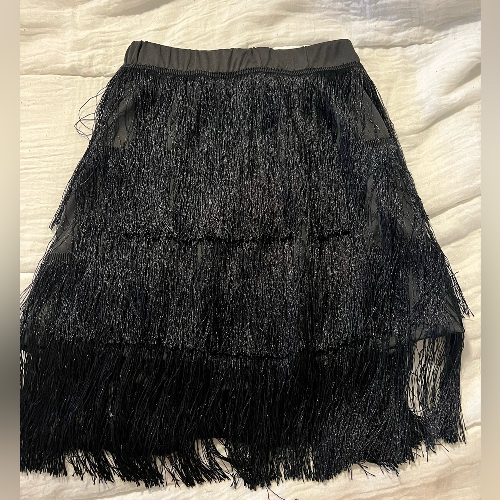 Black Tiered Midi Skirt for Cocktail Nights